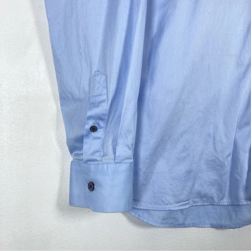 Ted Baker London Shirt Men’s Button Dow Blue  Cotton Long Sleeve Size 5 Office - Picture 3 of 16